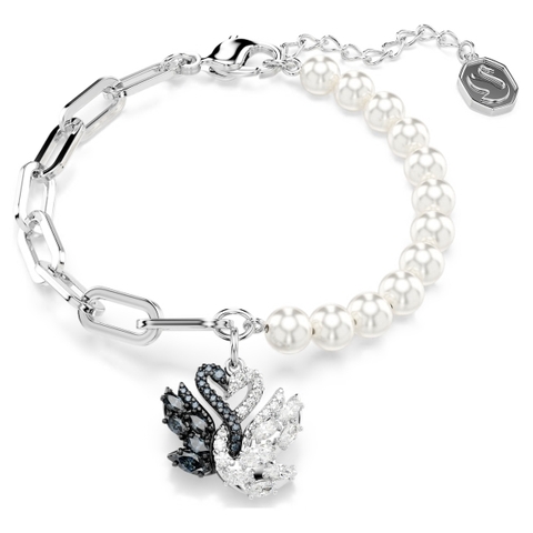 SWAROVSKI Swan bracelet (Crystal pearl, Black, Mixed metal) - Vòng, lắc tay cặp đôi thiên nga trắng và đen - JEWELRY BRACELET