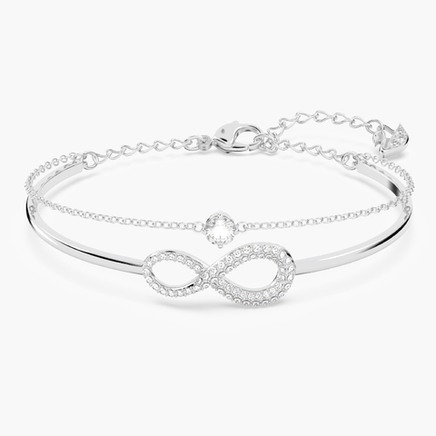 SWAROVSKI Infinity Bangle (White, Rhodium Plated) - Vòng/lắc tay vô cực, tình yêu vĩnh cửu, màu trắng - JEWELRY BRACELET