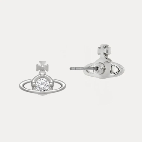 CHÍNH HÃNG - VIVIENNE WESTWOOD Nano Solitaire (Silver-shade) Earrings - Khuyên/hoa tai đá pha lê - JEWELRY