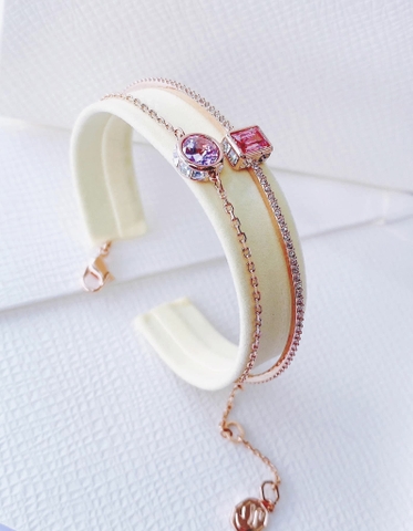 SWAROVSKI Stilla bangle (Mixed cuts, Pink, Rose gold-tone plated) - Vòng/lắc pha lê tone hồng - SWAROVSKI - JEWELR