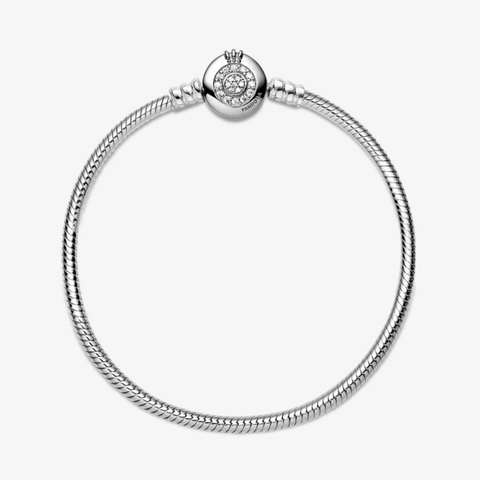 Pandora Moments Snake Chain Bracelet (Crown O Clasp, Silver Sterling) - Vòng/lắc tay bạc 925, khoá tim vương miệng, dáng mềm - JEWELRY BRACELET