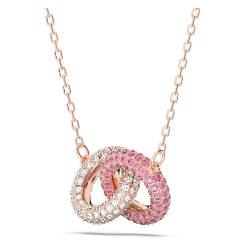 SWAROVSKI Dextera necklace (Intertwined circles, Pink, Rose gold-tone) - Dây cổ, dây chuyền, pha lê hồng, vòng tròn - JEWELRY NECKLACE