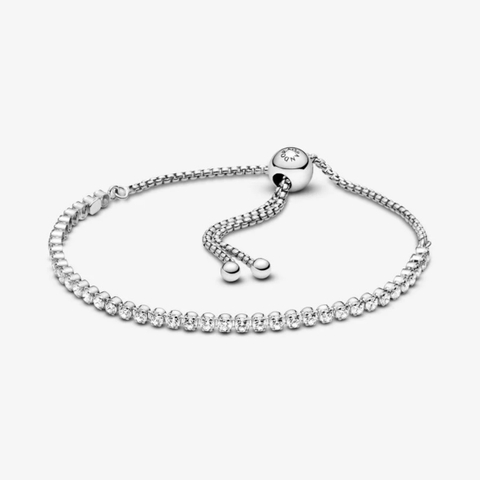 PANDORA Sparkling Slider Tennis Bracelet (Silver Sterling, White Zirconia) - Vòng/lắc tay bạc 925, đá CZ trắng - JEWELRY BRACELETS