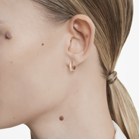 SWAROVSKI Matrix hoop earrings (Round cut, White, Rose gold-tone plated) - Khuyên tai, vòng tròn đính pha lê - JEWERY