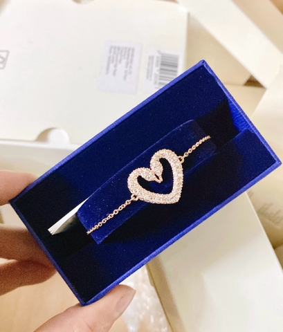 SWAROVSKI Una bracelet (Heart, Medium, White, Rose gold-tone plated) - Vòng/lắc tay hình tim, màu hồng vàng - SWAROVSKI - JEWELRY