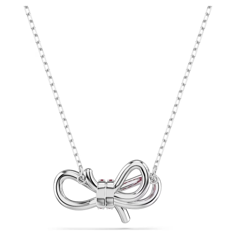 SWAROVSKI Lifelong Bow pendant (Bow, Pink, Rhodium plated) - Dây cổ, dây chuyền, hình nơ, pha lê hồng - JEWELRY NECKLACE
