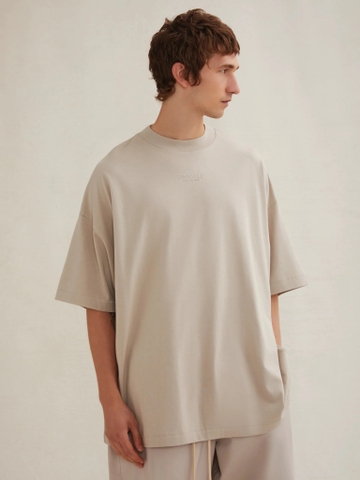 Áo Fear of God FOG Essentials Tee Silver Cloud - Áo thun cổ tròn tay lỡ màu mây xám bạc, chữ nhỏ giữa