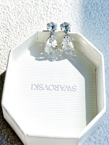SWAROVSKI Mesmera drop earrings (White, Rhodium plated) - Khuyên tai, đính pha lê trắng - JEWERY
