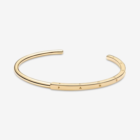 Pandora Signature I-D bangle (14k Gold plated) - Vòng/lắc tay hỗn hợp kim loại mạ vàng 14k, dáng cứng - JEWELRY