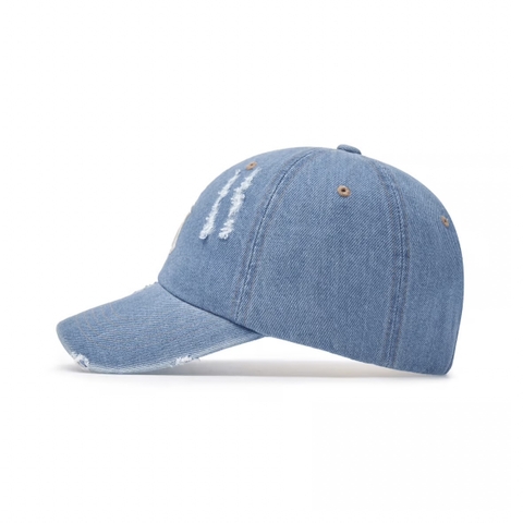 MLB Damage washed denim unstructured ball cap New York Yankees BLUE denim - Mũ lưỡi trai, nón kết màu xanh jeans nhạt