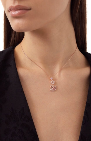 SWAROVSKI Dazzling Swan Y necklace (Swan, Pink, Rose gold-tone plated) - Dây cổ, dây chuyền SWAROVSKI - JEWELRY NECKLACE