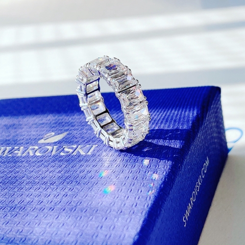 SWAROVSKI Vittore ring (Rectangular cut, White, Rhodium plated) - RINGS - Nhẫn kiểu đá pha lê - SWAROVSKI JEWELRY