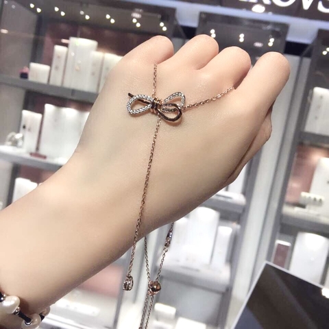 SWAROVSKI Lifelong Bow necklace (Bow, White, Mixed metal finish) - Dây cổ, dây chuyền hình nơ - JEWELRY NECKLACE