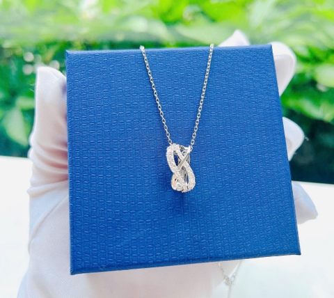 SWAROVSKI Twist Rows Pendant (White, Rhodium plated) - Dây cổ, dây chuyền pha lê trắng - JEWELRY NECKLACE