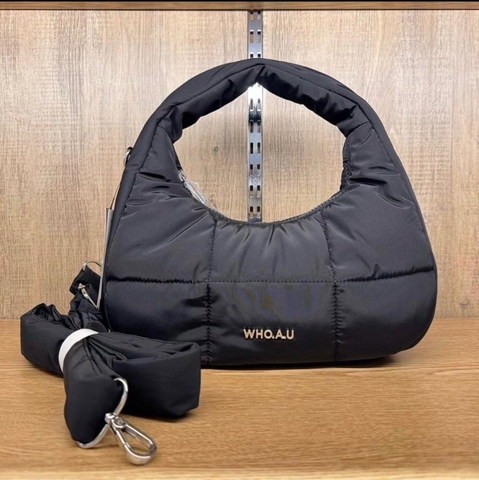 TÚI WHOAU PADDED HOBO BLACK BAG - TÚI XÁCH PHAO MÀU ĐEN