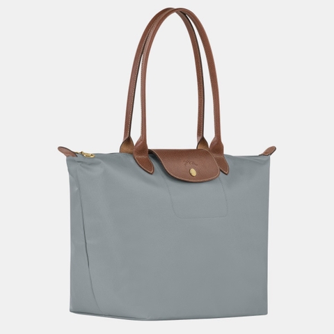 CHÍNH HÃNG - LARGE SIZE - TÚI LONGCHAMP LE PLIAGE GREEN L TOTE BAG - STEEL - Túi xách màu xanh xám, xanh lam