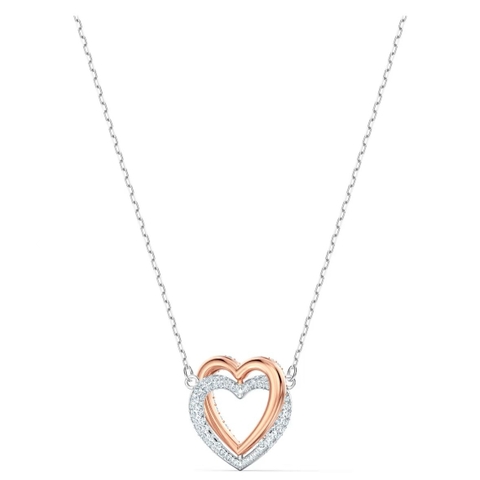 SWAROVSKI Hyperbola necklace (Heart, White, Mixed metal finish) - Dây cổ, dây chuyền hình trái tim đôi - JEWELRY NECKLACE