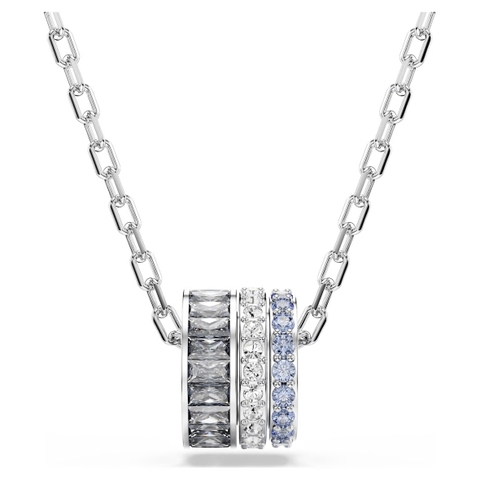 SWAROVSKI Connexus pendant (Mixed cuts, ‘Love is around’, Rhodium) (bản dây và mặt cỡ to) - Dây cổ, chuyền, vòng tròn đính đá pha lê xanh, trắng, xám - JEWELRY NECKLACE