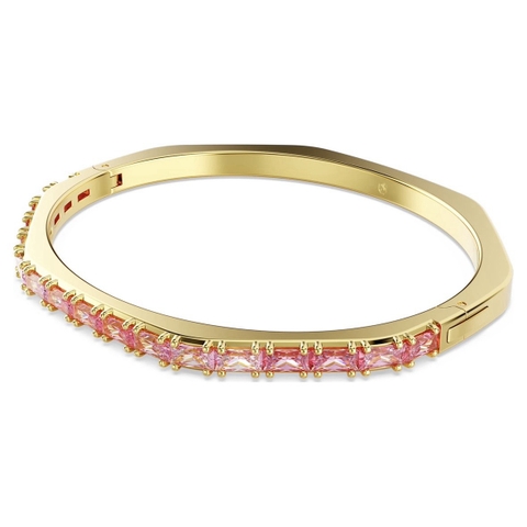 CHÍNH HÃNG - SWAROVSKI Matrix bangle (Baguette cut, Octagon shape, Pink, Gold-tone plated) - Vòng, lắc tay, pha lê hồng - JEWELRY BRACELET