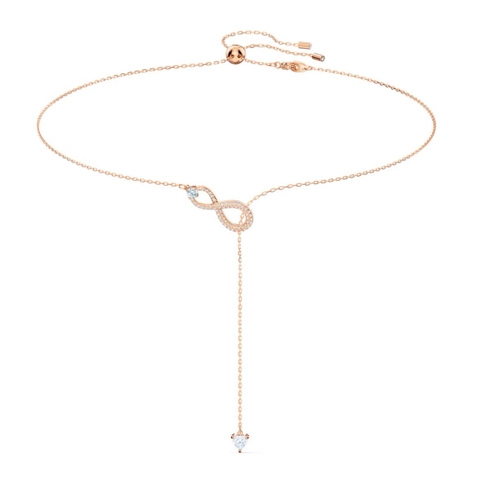 SWAROVSKI Hyperbola Y necklace (Infinity, White, Rose gold-tone plated) - Dây cổ, dây chuyền hình vô cực - JEWELRY NECKLACE