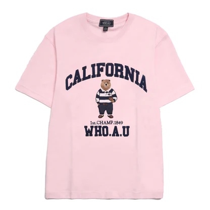 ÁO WHOAU HỒNG CALIFORNIA BEAR T-SHIRT (mặt sau trơn)