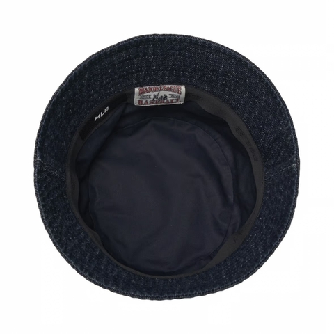 Mũ MLB Classic Monogram Random Tonal Tone Emboss Denim Bucket Hat Drop Fit New York Yankees Dark Blue - Mũ vành tròn màu xanh đậm