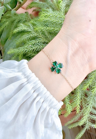 SWAROVSKI Idyllia bracelet (Mixed cuts, Clover, Green, Gold-tone plated) - Vòng/lắc tay Cỏ Bốn Lá - SWAROVSKI - JEWELRY