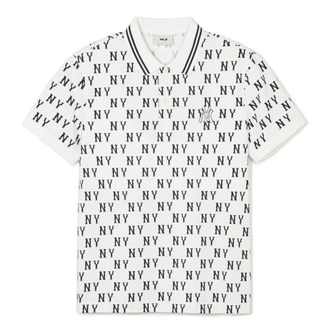 Áo Polo MLB New York Yankees Classic Monogram Front Pattern Collar Polo Shirt 3APQM0443-50IVS Màu Trắng