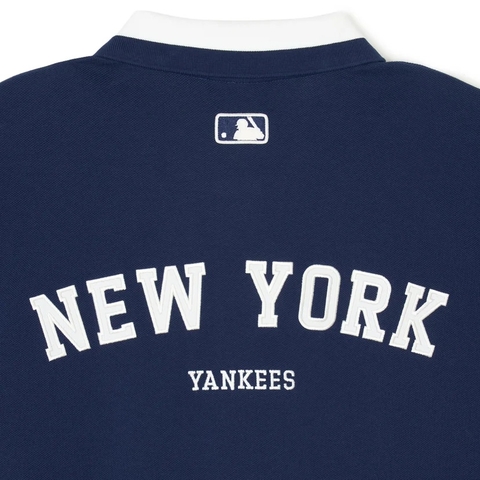Áo MLB Varsity shoulder color overfit collar polo shirt New York Yankees NAVY