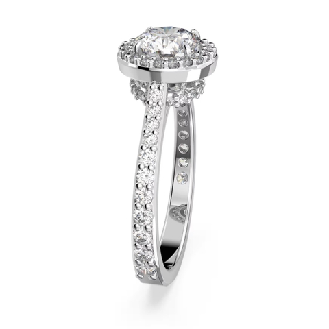 SWAROVSKI Una Angelic cocktail ring (Round cut, Pavé, White, Rhodium plated) - RINGS - Nhẫn đính đá pha lê trắng - JEWELRY