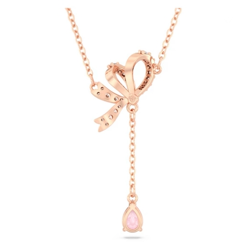 SWAROVSKI Volta Y pendant (Bow, Pink, Rose gold-tone plated) - Dây cổ, dây chuyền hoạ tiết nơ dài - JEWELRY NECKLACE