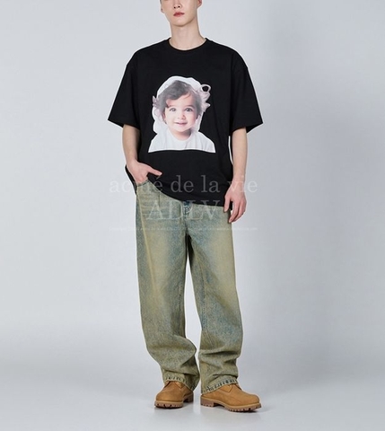 ÁO ADLV BABY FACE WAVE HAIR SHORT SLEEVE T-SHIRT BLACK SS24