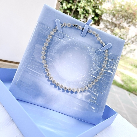 SWAROVSKI Una Angelic Tennis necklace (Round cut, White, Rhodium plated) - Dây cổ, dây chuyền pha lê trắng - JEWELRY NECKLACE