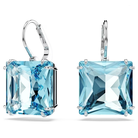 SWAROVSKI Millenia drop earrings (Square cut, Blue, Gold-tone plated) - Khuyên tai pha lê xanh biển - JEWELRY