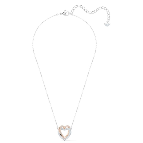 SWAROVSKI Hyperbola necklace (Heart, White, Mixed metal finish) - Dây cổ, dây chuyền hình trái tim đôi - JEWELRY NECKLACE