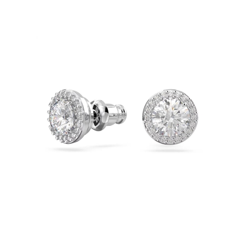 SWAROVSKI Una Angelic stud earrings (Round cut, Pavé, White, Rhodium plated) - Khuyên tai, pha lê trắng - JEWERY