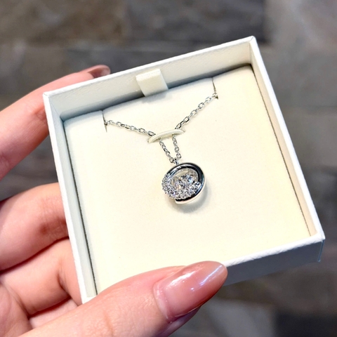 CHÍNH HÃNG - SWAROVSKI Dextera pendant (Round cut, White, Rhodium plated) - Dây cổ, chuyền, pha lê trắng - JEWELRY NECKLACE