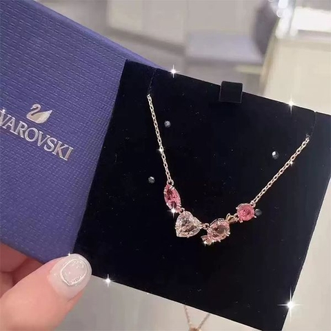 SWAROVSKI Gema 520 pendant (Candy and heart, Pink, Rose gold-tone plated) - Dây chuyền kẹo, tim, LOVE hồng - JEWELRY NECKLACE