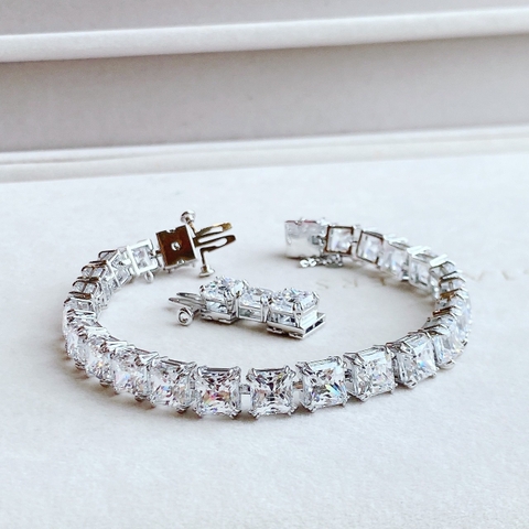 SWAROVSKI Millenia bracelet (Square cut, Small, White, Rhodium plated) - Vòng/lắc tay pha lê cắt vuông - SWAROVSKI - JEWELRY