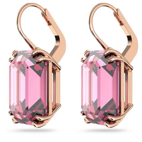 SWAROVSKI Millenia drop earrings (Octagon cut, Pink, Rose gold-tone plated) - Khuyên tai pha lê hồng - JEWELRY