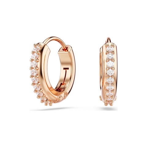 SWAROVSKI Matrix hoop earrings (Round cut, White, Rose gold-tone plated) - Khuyên tai, vòng tròn đính pha lê - JEWERY