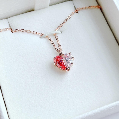 SWAROVSKI Gema Heart necklace (Heart, Pink, Rose gold-tone plated) - Dây cổ, dây chuyền tim ghép trắng và hồng - SWAROVSKI - JEWELRY NECKLACE