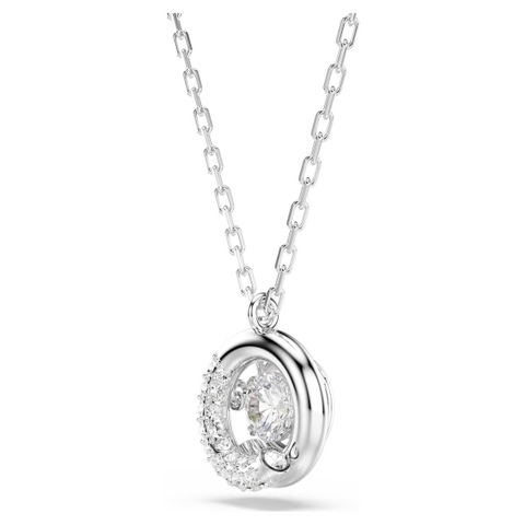 CHÍNH HÃNG - SWAROVSKI Dextera pendant (Round cut, White, Rhodium plated) - Dây cổ, chuyền, pha lê trắng - JEWELRY NECKLACE