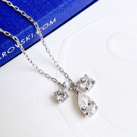 SWAROVSKI Attract pendant (Mixed cuts, Cluster, White, Rhodium plated) - Dây cổ, dây chuyền pha lê trắng - JEWELRY NECKLACE
