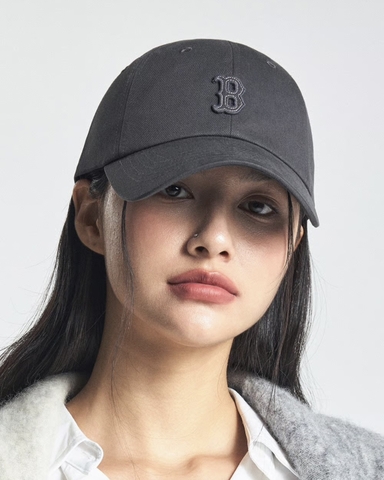 MLB Basic small logo unstructured ball cap Boston Red Sox Charcoal Grey - Mũ lưỡi trai, nón kết màu xám