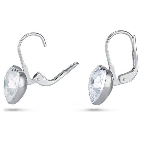 SWAROVSKI Bella drop earrings (Heart, White, Rhodium plated) - Khuyên tai, pha lê trắng, hình trái tim - JEWERY