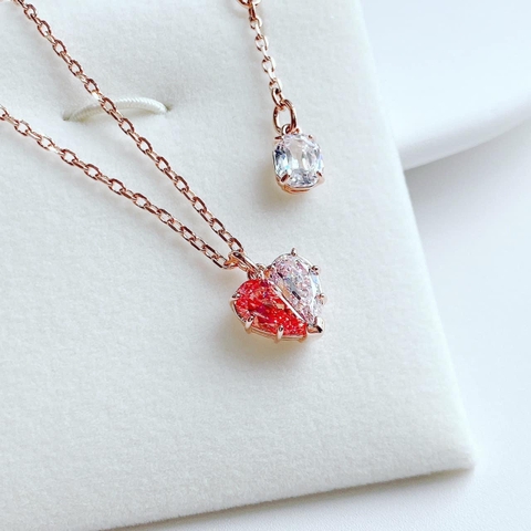 SWAROVSKI Gema Heart necklace (Heart, Pink, Rose gold-tone plated) - Dây cổ, dây chuyền tim ghép trắng và hồng - SWAROVSKI - JEWELRY NECKLACE