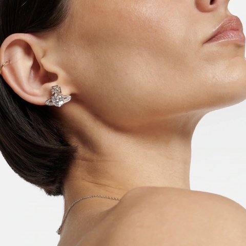 CHÍNH HÃNG - VIVIENNE WESTWOOD Ariella Earrings - Khuyên, hoa tai đính đá pha lê hình trái tim - JEWELRY