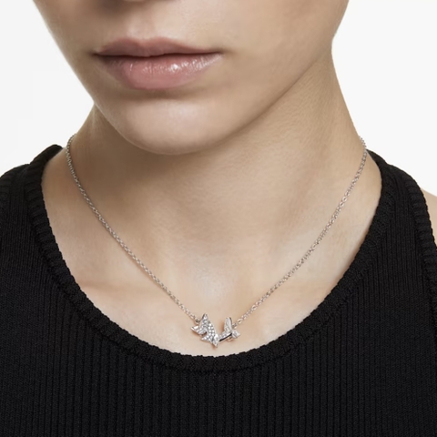 SWAROVSKI Lilia necklace (Butterfly, White, Rhodium plated) - Dây cổ, dây chuyền hoạ tiết bướm - JEWELRY NECKLACE