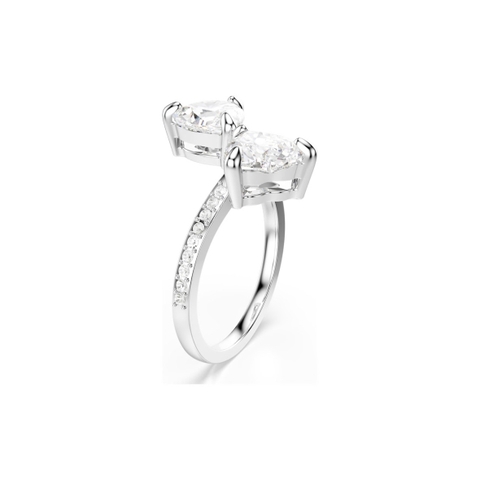SWAROVSKI Mesmera Attract open ring (Heart cut, Pavé, White, Silver-tone finish) - RINGS - Nhẫn hình trái tim, pha lê trắng - JEWELRY